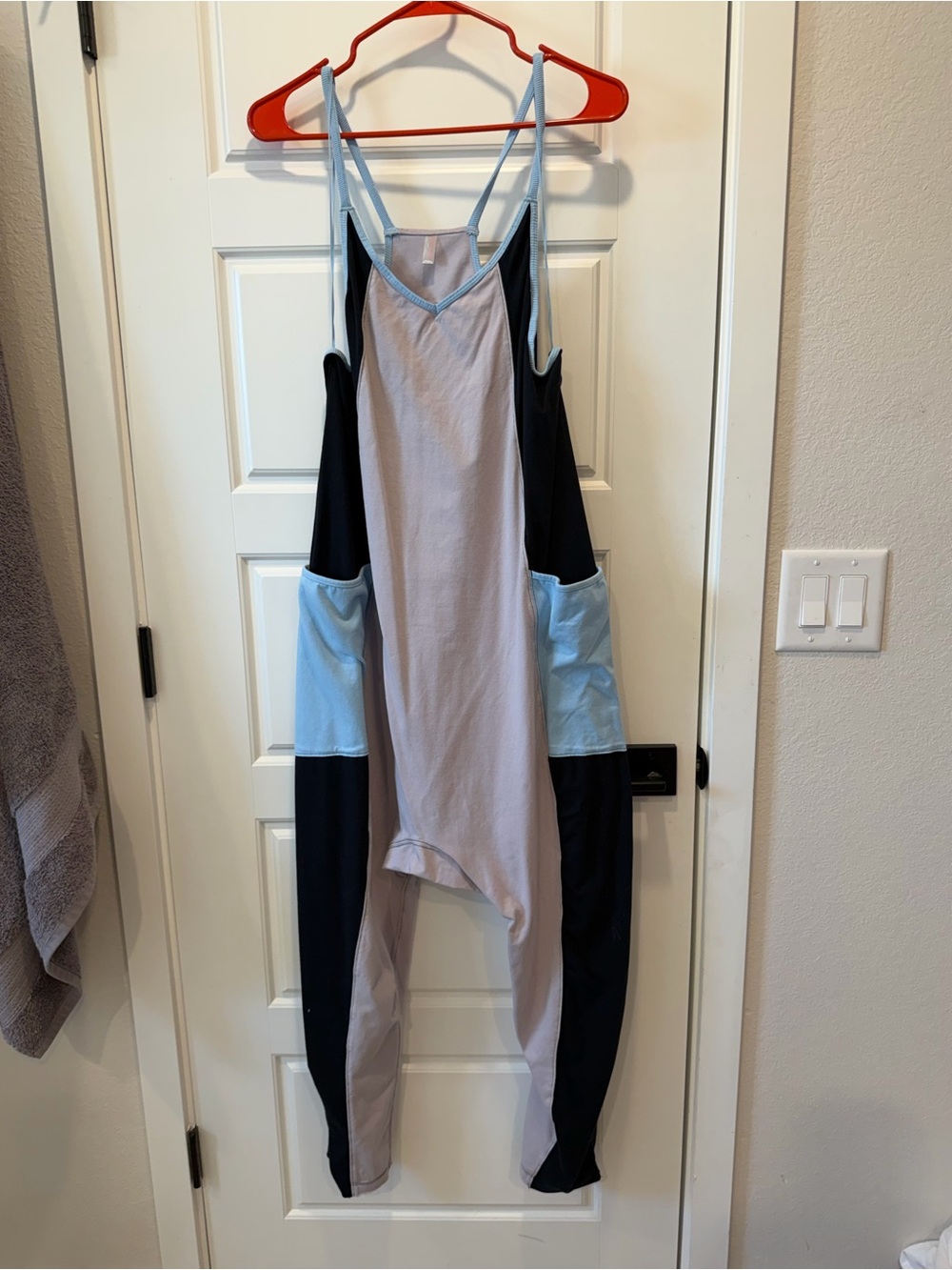 FP Movement by Free People Colorblock Light Blue Black Cream Jumpsuit Romper